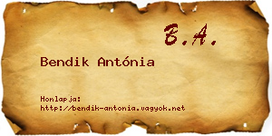 Bendik Antónia névjegykártya